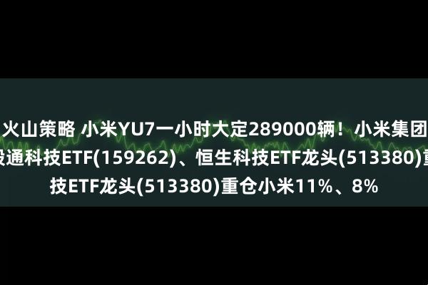 火山策略 小米YU7一小时大定289000辆！小米集团高开涨超8%，港股通科技ETF(159262)、恒生科技ETF龙头(513380)重仓小米11%、8%