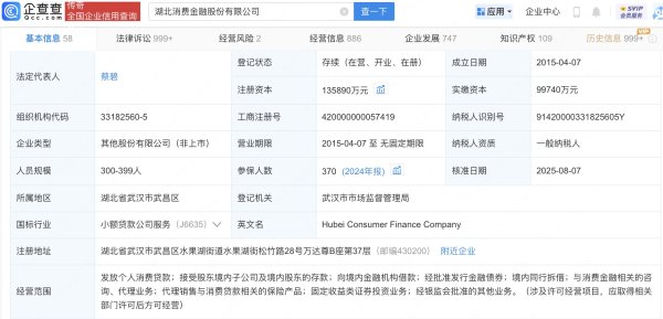 乾鑫配资 湖北消费金融股份公司增资至13.59亿，增幅约35%
