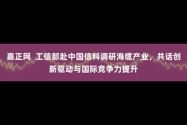 嘉正网  工信部赴中国信科调研海缆产业，共话创新驱动与国际竞争力提升